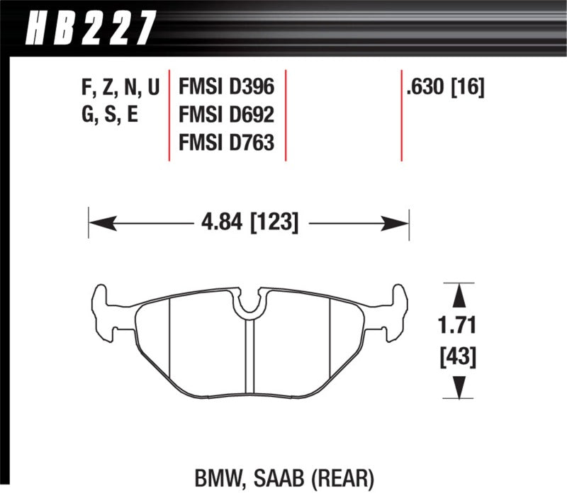 Hawk 95-99 BMW M3 E36 Performance Ceramic Street Rear Brake Pads - Graveyard Performance