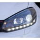 Spyder Volkswagen Golf/GTI 10-13 Projector Headlights Halogen Model- DRL Blk PRO-YD-VG10-DRL-BK