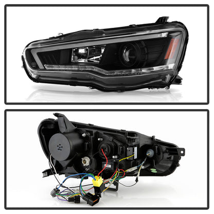 Spyder 08-17 Mitsubishi Lancer EVO 10 Projector Headlights - Black (PRO-YD-ML08V2HIDSI-SEQ-BK)