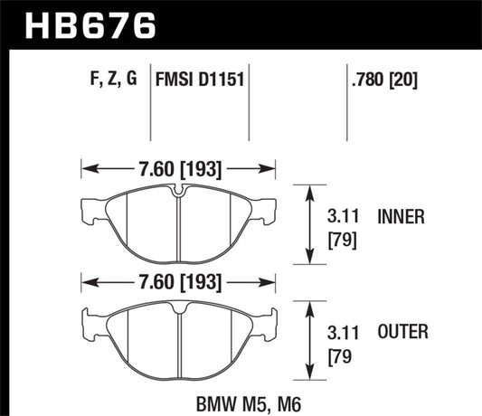 Hawk 06-10 BMW M5/M6 Perf Ceramic Street Front Brake Pads - Graveyard Performance