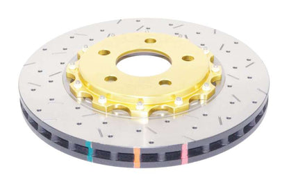 DBA 05-10 Ford Mustang GT / 11-13 V6 Front Drilled & Slotted 5000 Series 2 Piece Rotor w/ Gold Hat - Graveyard Performance