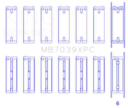 King BMW M20/M50 2.0L/2.5L/2.7L Crankshaft Main Bearings Set (Size STDX) - 7 Pairs Coated - Graveyard Performance