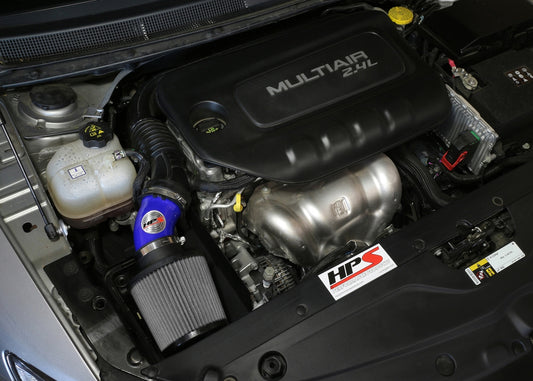 HPS Performance Air Intake Kit with Heat Shield, Blue, 827-574BL