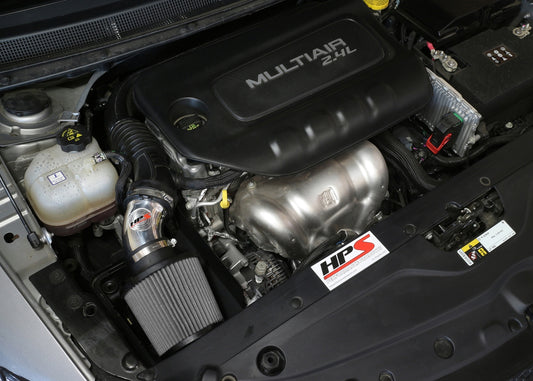 HPS Performance Air Intake Kit with Heat Shield, Polished, 827-574P