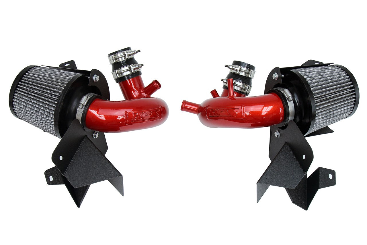HPS Performance Air Intake Kit with Heat Shield Red 827-703R