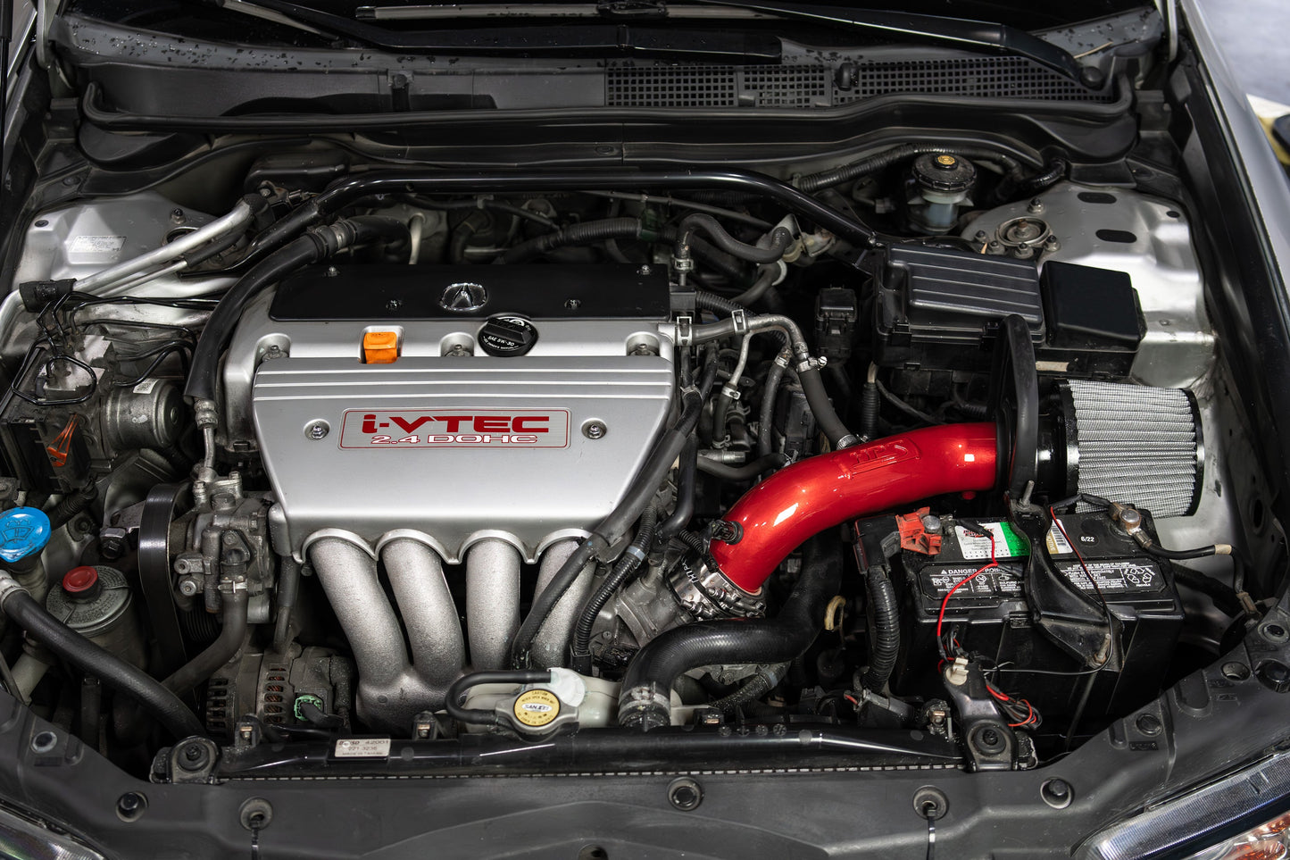 HPS Performance Air Intake Kit with Heat Shield, Red, 827-737R