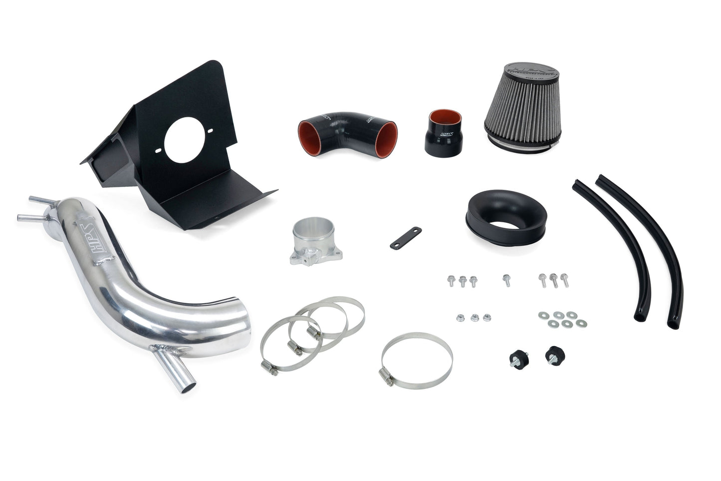 HPS Performance Polished Air Intake Kit with Heat shield and Turbo Inlet, 827-797P
