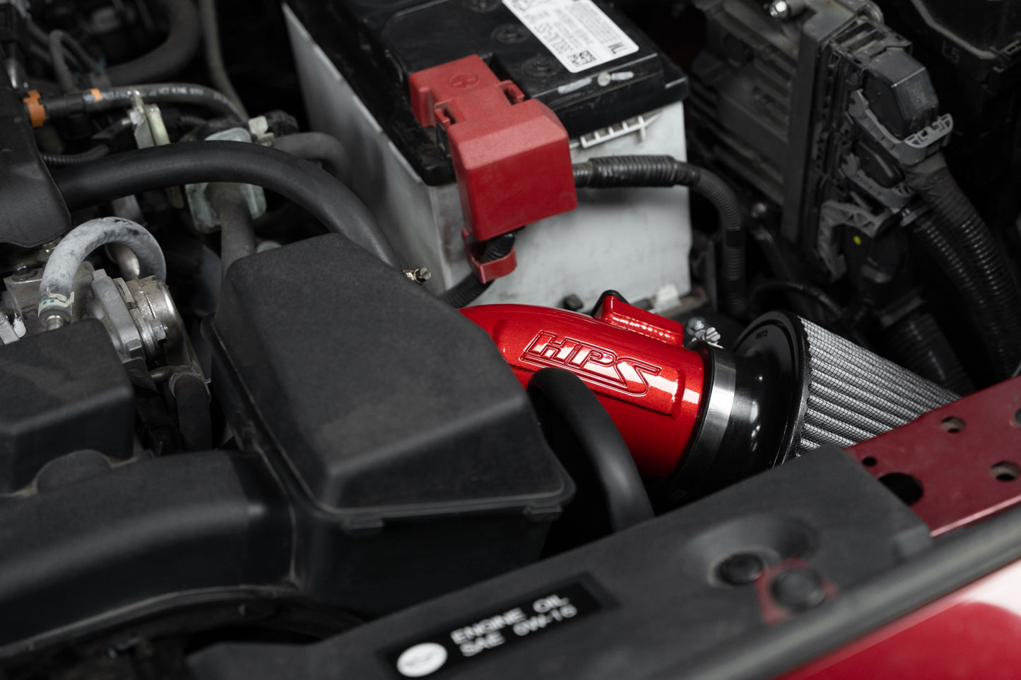 HPS Performance Air Intake Kit with Heat shield, Red, 827-798R