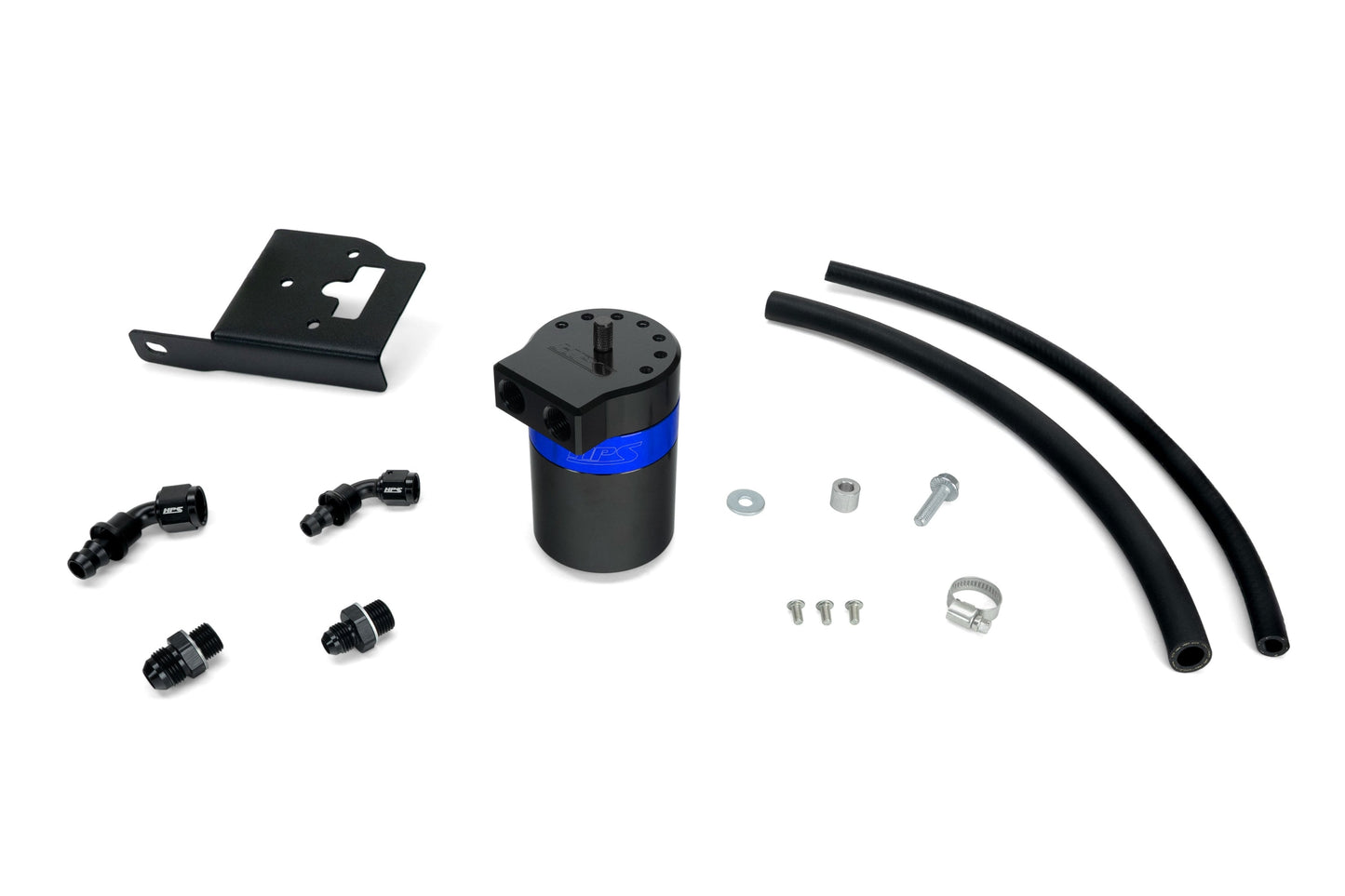 HPS Performance Billet Aluminum Oil Catch Can Kit, Blue, 860-033BL