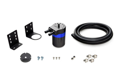 HPS Performance Aluminum Oil Catch Can Kit with 3/8" Barb Adapters and Rubber Hoses, Blue, 861-501BL