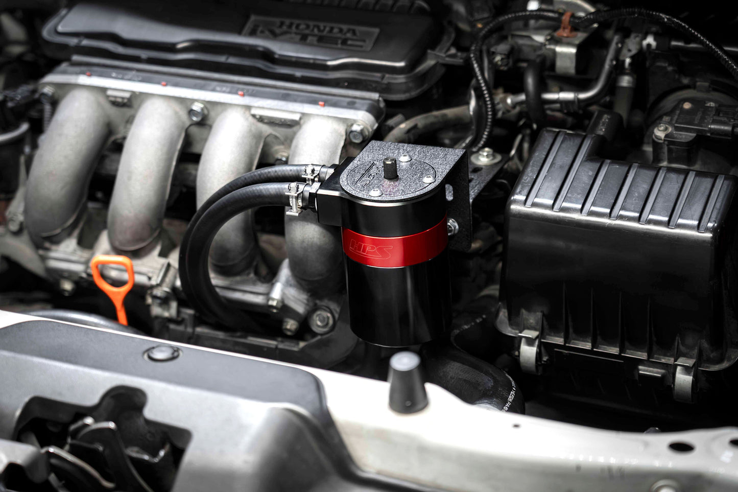 HPS Performance Aluminum Oil Catch Can Kit with 3/8" Barb Adapters and Rubber Hoses, 861-501
