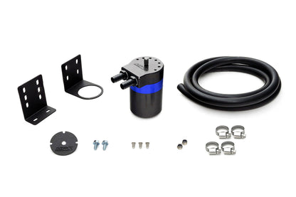 HPS Performance Aluminum Oil Catch Can Kit with 1/2" Barb Adapters and Rubber Hoses, Blue, 861-502BL