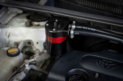 HPS Performance Aluminum Oil Catch Can Kit with 5/8" Barb Adapters and Rubber Hoses, 861-503