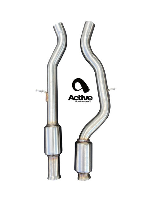 F8X BMW M3 & M4 Mid Pipe includes Active F-brace. Rear Muffler: Resonated - Graveyard Performance