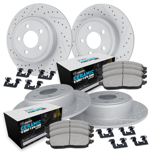 R1 07-15 BMW 335xi Front & Rear Drill/Slot Carbon Coated Rotor Set w/Euro Ceramic Pads