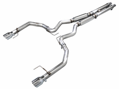 AWE 2024 Ford Mustang GT Fastback S650 RWD Track Edition Catback Exhaust w/ Dual Chrome Silver Tips - Graveyard Performance