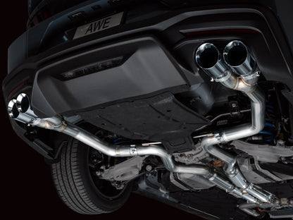 AWE 2024 Ford Mustang GT Fastback S650 RWD Track Edition Catback Exhaust w/ Quad Chrome Silver Tips - Graveyard Performance