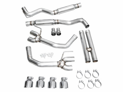 AWE 2024 Ford Mustang GT Fastback S650 RWD Track Edition Catback Exhaust w/ Quad Chrome Silver Tips - Graveyard Performance