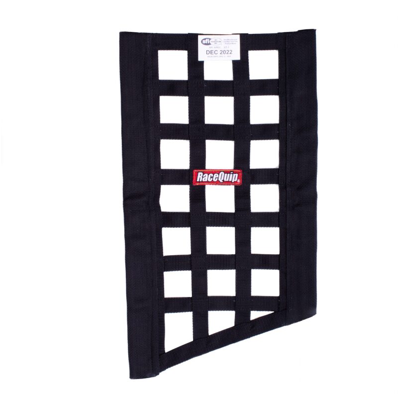 RaceQuip SFI 27.1 Rated Ribbon Style Funny Car Window Net / Black 22 to 18 H X 12 W - Graveyard Performance