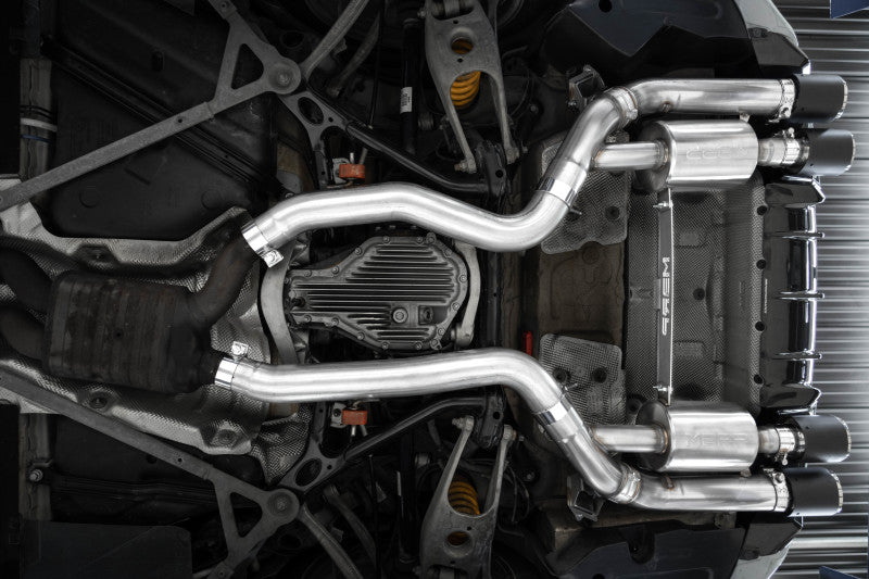 MBRP 18-22 BMW M2 Competition 3.0L T304 SS 3in Resonator-Back Exhaust Quad Rear w/ Carbon Fiber Tips - Graveyard Performance