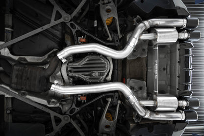 MBRP 18-22 BMW M2 Competition 3.0L T304 SS 3in Resonator-Back Exhaust Quad Rear w/ Carbon Fiber Tips - Graveyard Performance