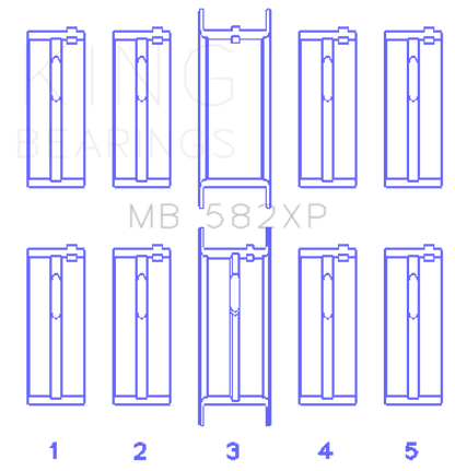 King Engine Bearings Ford 2.0/2.3L 8V (Size +0.50mm) Main Bearing Set - Graveyard Performance