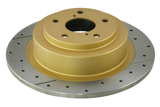 DBA 03-06 Subaru Baja Rear Street Series Drilled & Slotted Rotor w/Gold Hat - Graveyard Performance