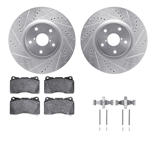 R1 13-20 Subaru WRX Front Drilled & Slotted Silver Brake Rotor Set w/Optimum OE Pads and Hardware