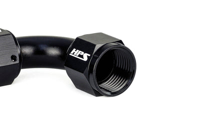 HPS Performance 90 Degree -6 AN Female to Female Swivel Coupling Adapter, Aluminum, Black