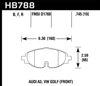 Hawk 15-17 VW Golf / Audi A3/A3 Quattro Performance Ceramic Street Front Brake Pads - Graveyard Performance