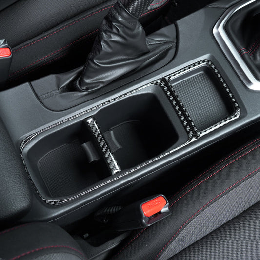 JDMuscle [22-25 WRX] P&S Series Carbon Fiber Cupholder Inner Trim | Black Carbon Fiber/ Red Carbon Fiber