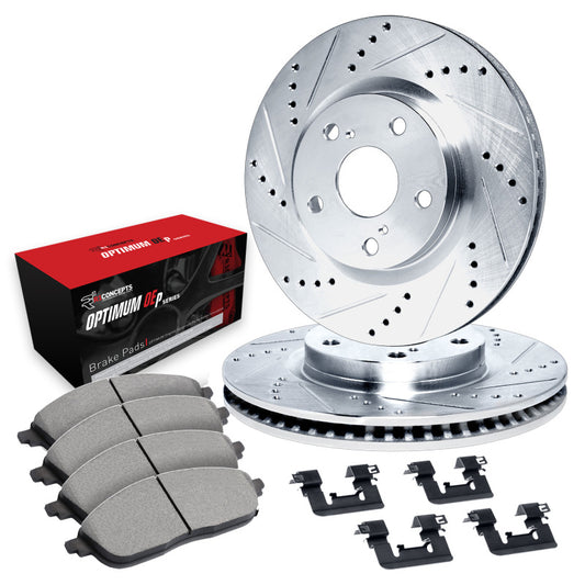 R1 19-22 Hyundai Veloster N Front Drill/Slot Silver Rotors w/Optimum Pads
