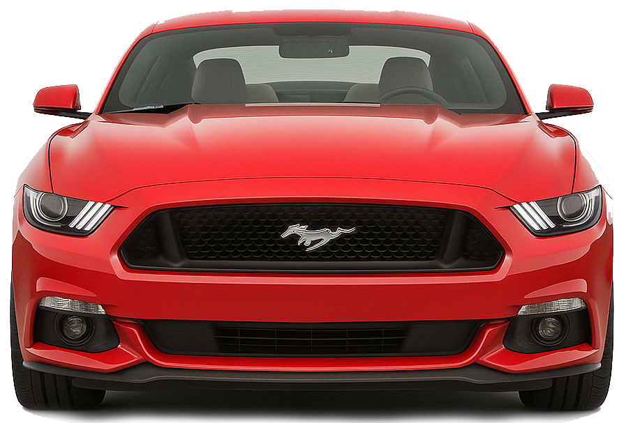 Red Ford Mustang car on a white background
