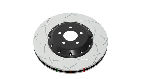DBA 05-10 Ford Mustang GT / 11-13 V6 Front Slotted 5000 Series 2 Piece Rotor Assembled w/ Black Hat