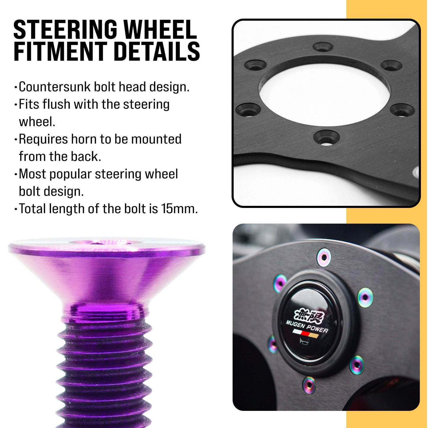 Titanium Hardware Steering Wheel Kit - Countersunk Design
