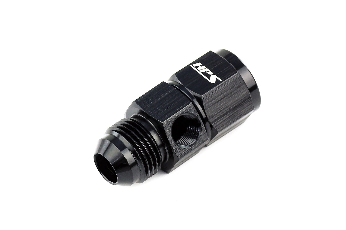 HPS Performance -12 AN Male to Female Fuel Pressure Gauge Adapter with 1/8" NPT Female Port, Aluminum, Black