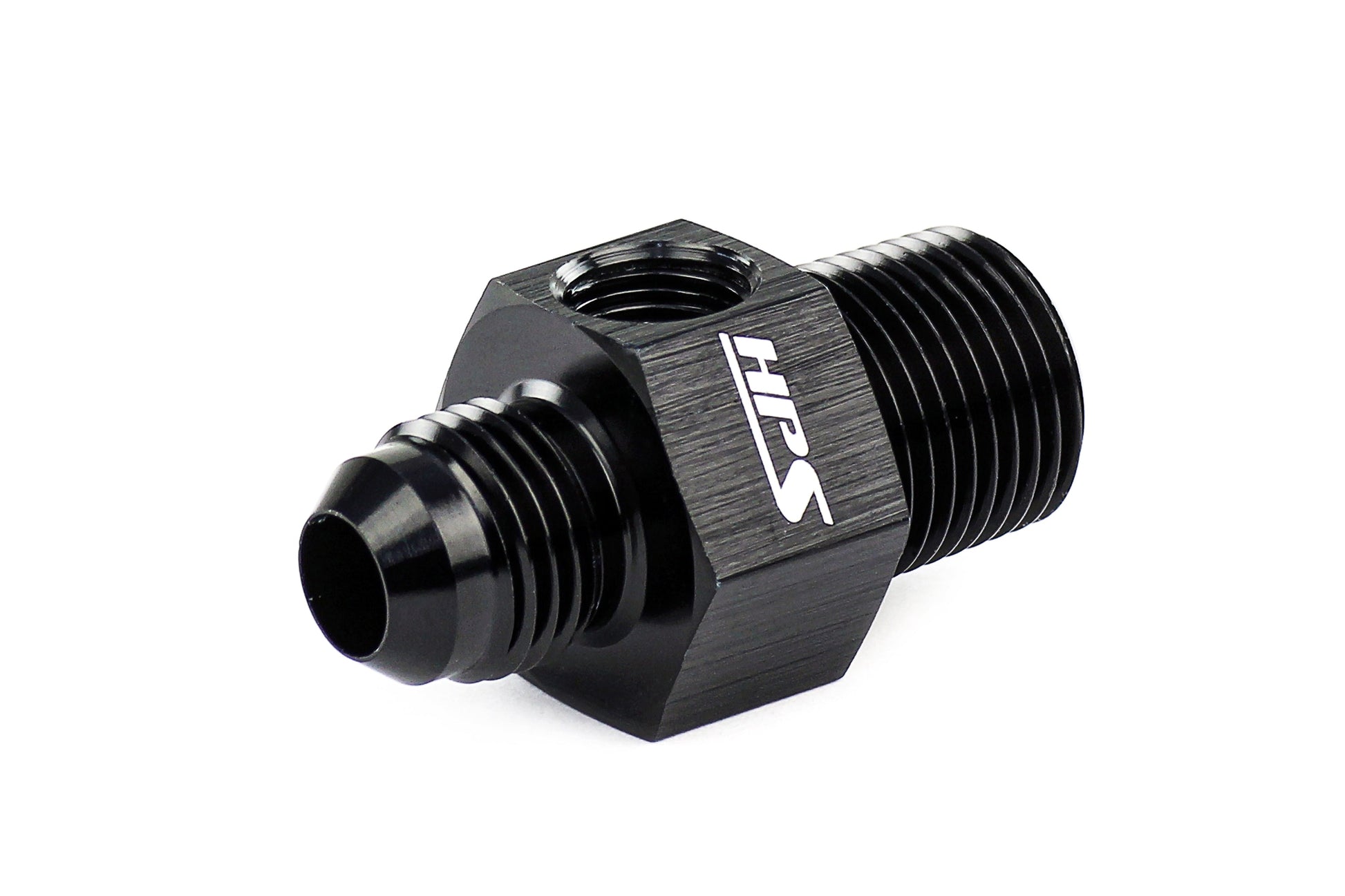 HPS Performance -4 AN Male to 1/8 inch NPT Male Adapter with 1/8 inch NPT Female Port Aluminum Black