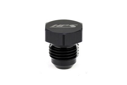 HPS Performance -16 AN Fittings Plug, AN Male 37 Degree Flare, Aluminum, Black