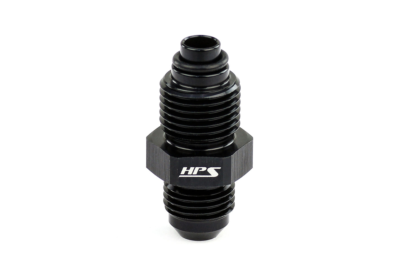 HPS Performance -6 AN to 11/16-18 Male to Inverted Flare Male Power Steering Adapter Aluminum Black