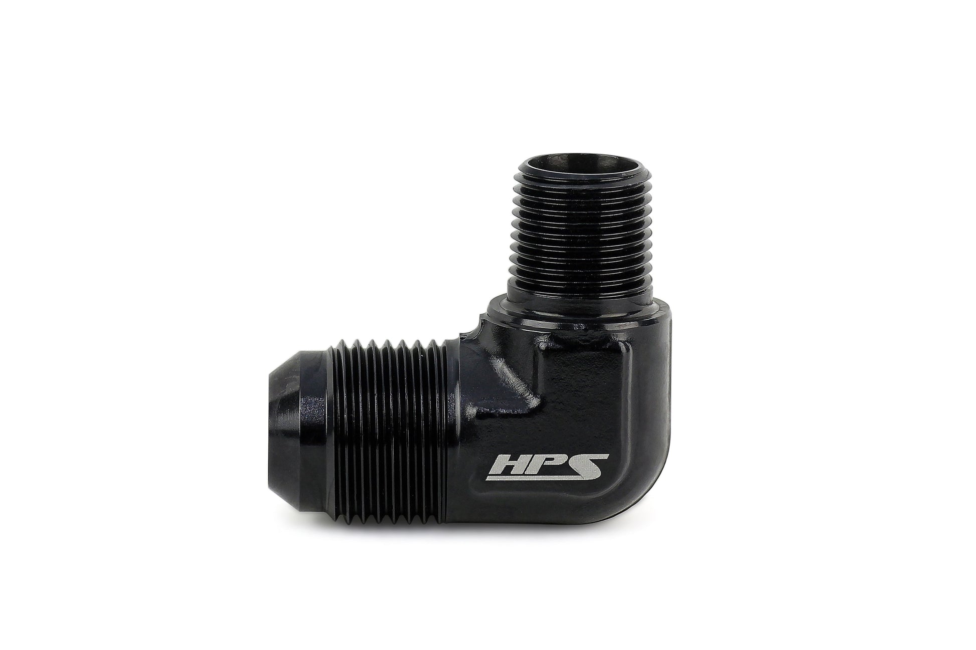 HPS Performance 90 Degree -10 AN Flare to 1/2 inch NPT Adapter Aluminum Black