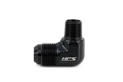 HPS Performance 90 Degree -10 AN Flare to 3/8 inch NPT Adapter Aluminum Black