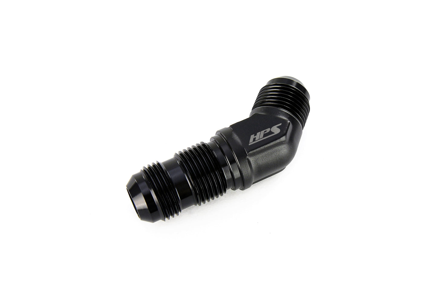 HPS Performance 45 Degree -4 AN Male to Male Bulkhead Adapter Aluminum Black