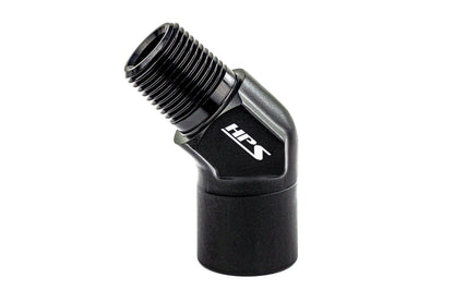 HPS Performance 45 Degree 1/8'' NPT Male To Female Adapter Aluminum Black