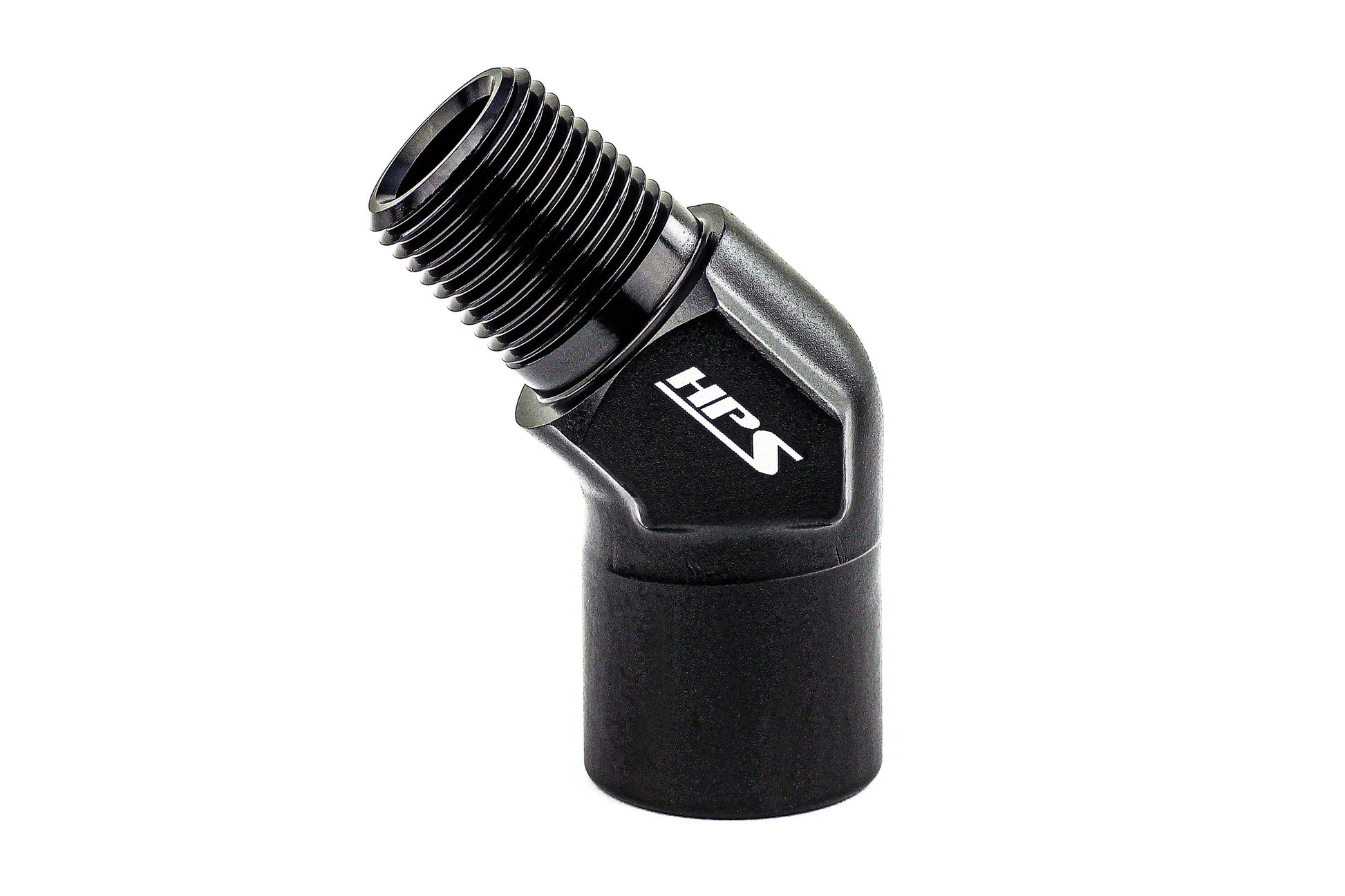 HPS Performance 45 Degree 3/8'' NPT Male To Female Adapter Aluminum Black