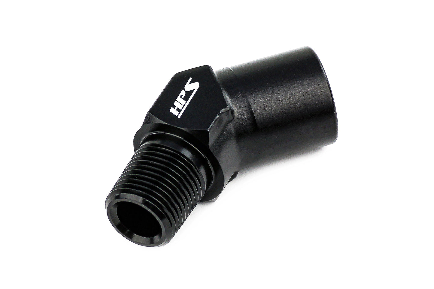 HPS Performance 45 Degree 1/8'' NPT Male To Female Adapter, Aluminum, Black