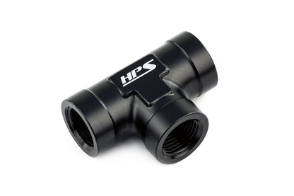 HPS Performance 3/8'' NPT Female Tee Coupler Adapter, Aluminum, Black