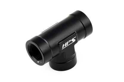 HPS Performance 1/4'' NPT Female Tee Coupler Adapter, Aluminum, Black
