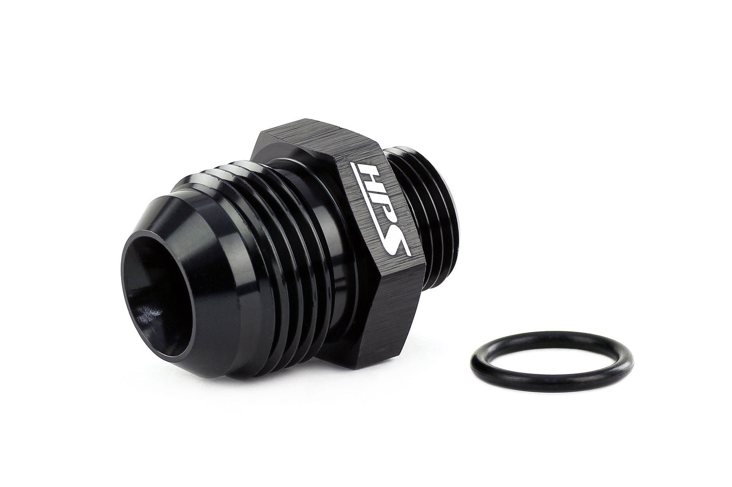 HPS Performance -12 AN Male to -10 O-ring Boss (ORB) Port Thread Male Adapter, Aluminum, Black