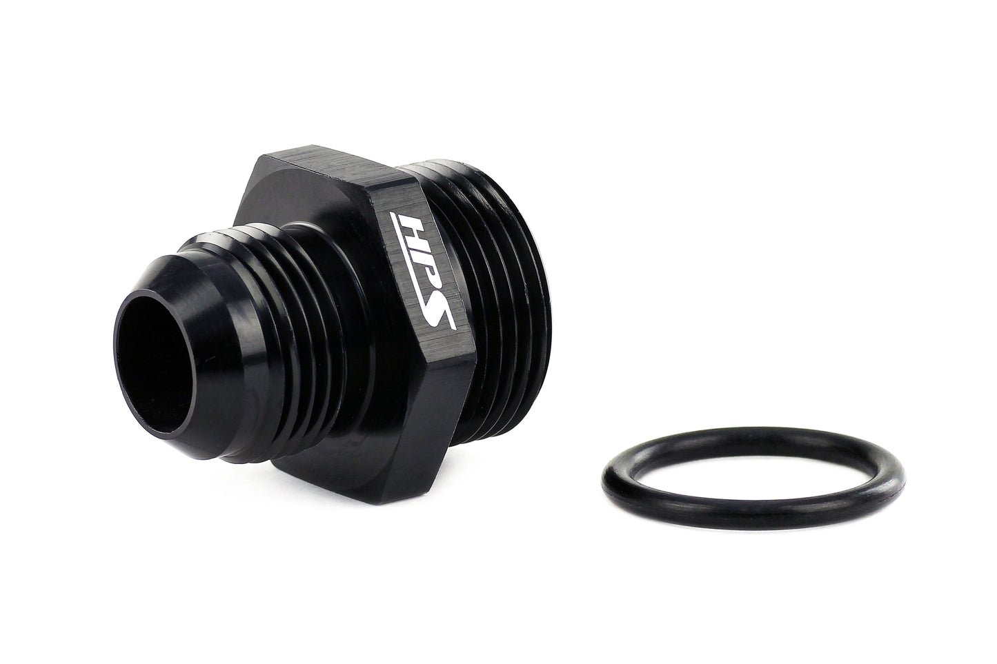 HPS Performance -6 AN Male to -8 O-ring Boss (ORB) Port Thread Male Adapter, Aluminum, Black