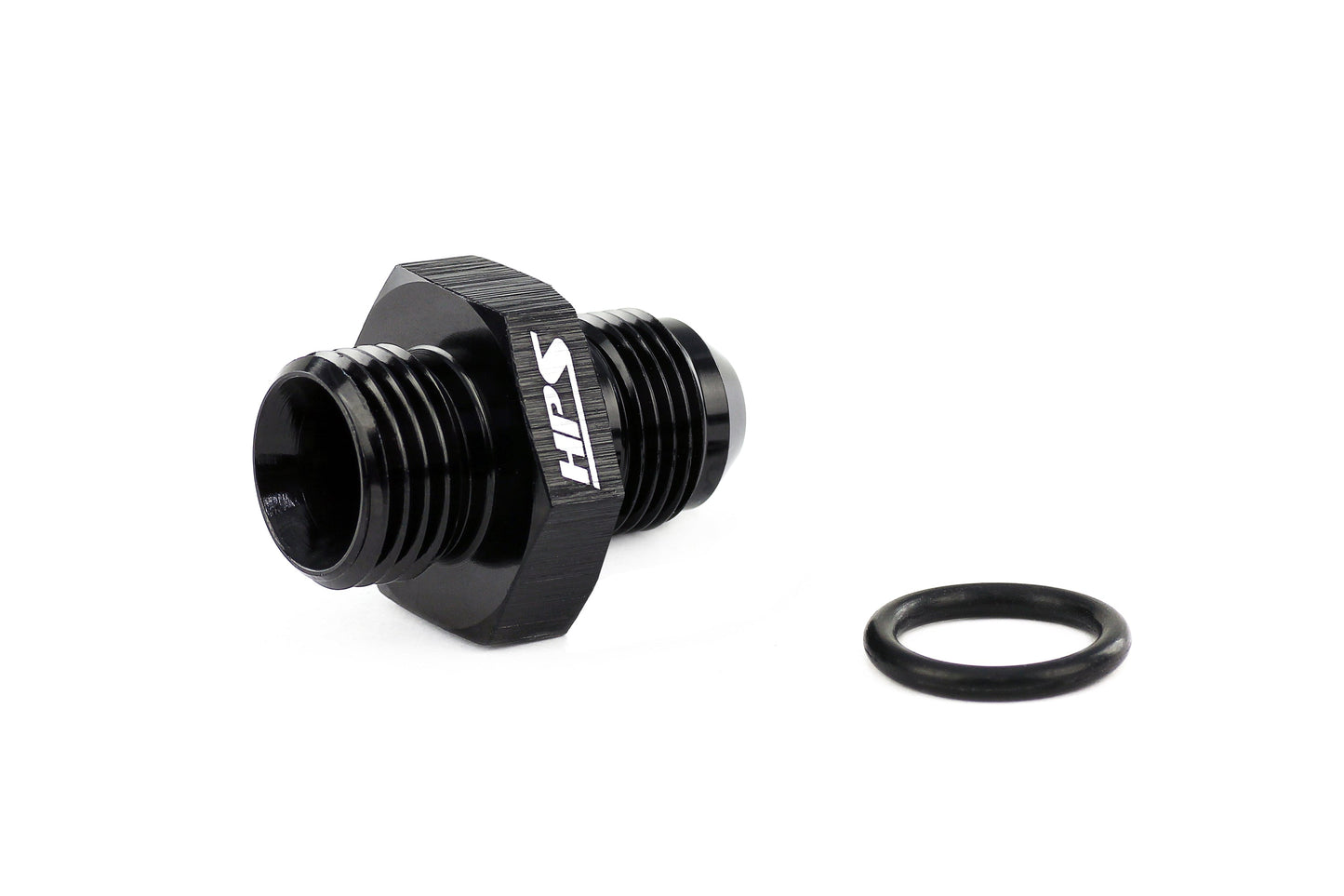 HPS Performance -3 AN Male to -3 O-ring Boss (ORB) Port Thread Male Adapter, Aluminum, Black